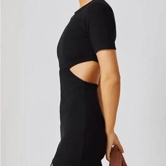 ANTHROPOLOGIE Bordeaux Cutout A-Line Midi Dress Petite Large Black - Picture 5 of 6